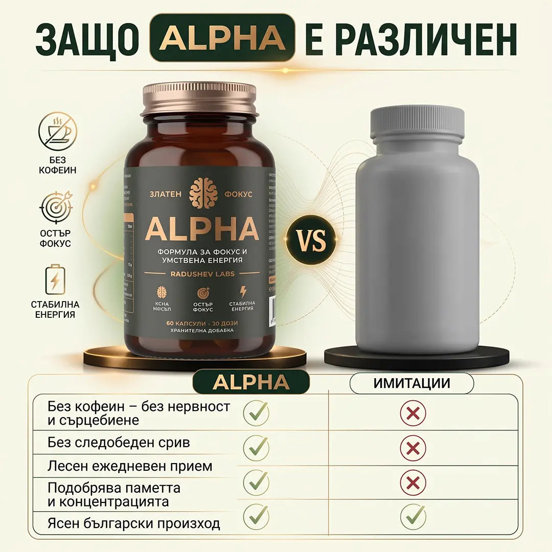 Alpha - Хранителна добавка за енергия, фокус и спокойствие